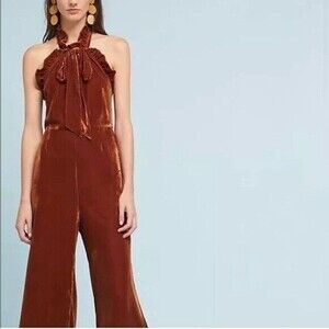 NWT Anthropologie Kristinis Velvet Halter Jumpsuit